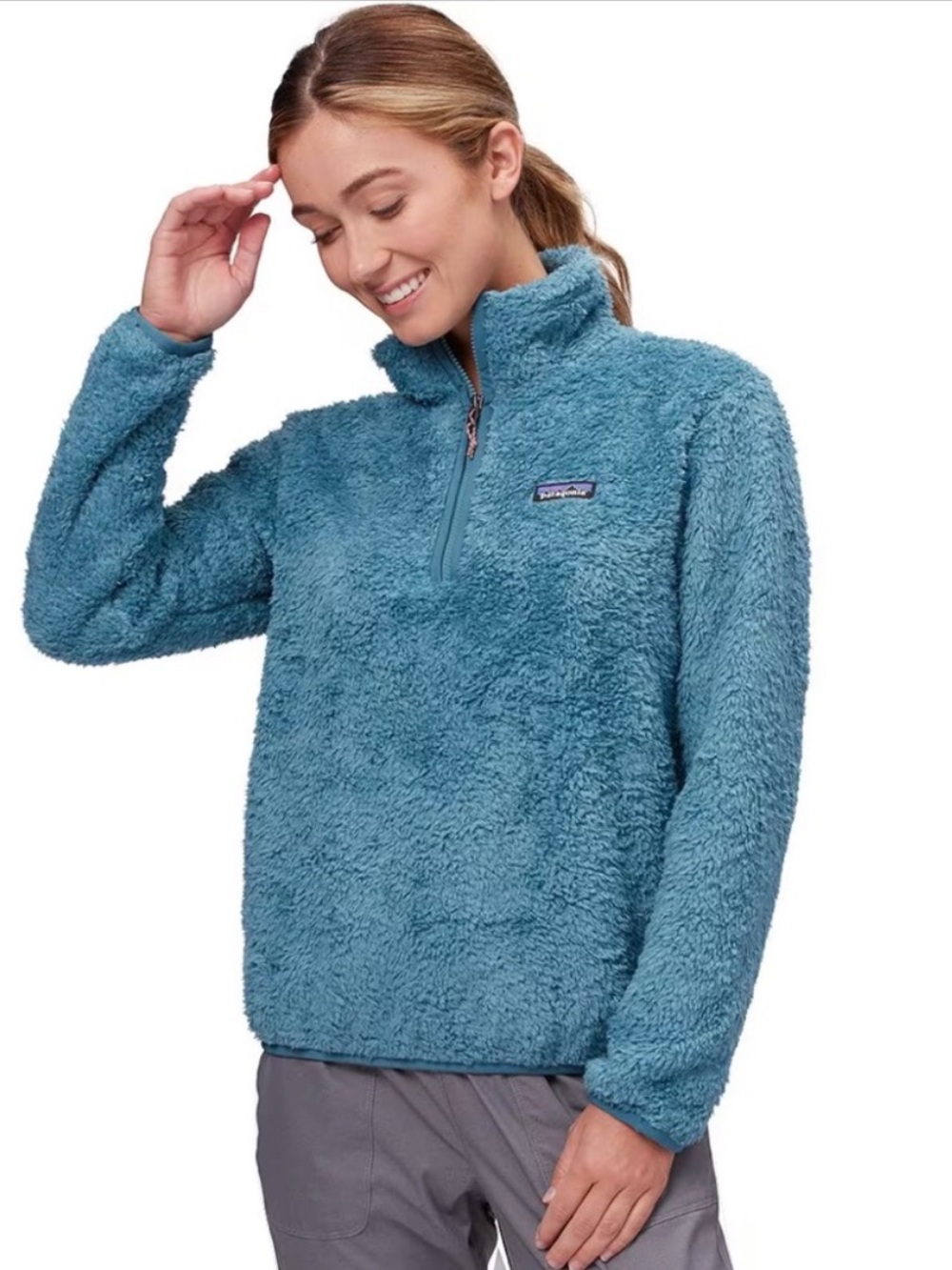 Patagonia “Los Gatos” 1/4 Zip Fleece | Women’s Teal Blue Teddy Jacket | size XS
